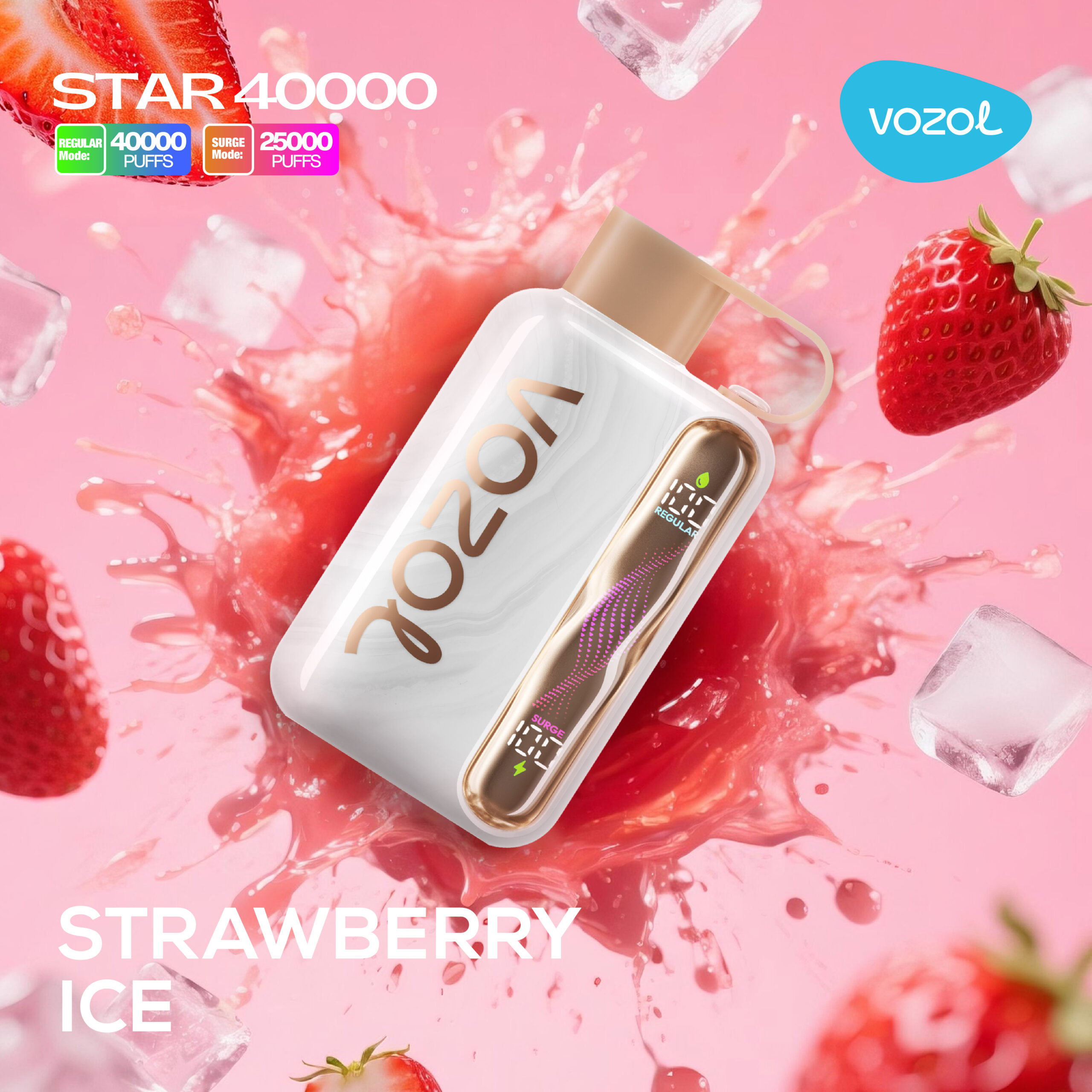 05 Strawberry Ice Vozol Star 40000 Strawberry Ice - Görsel 1